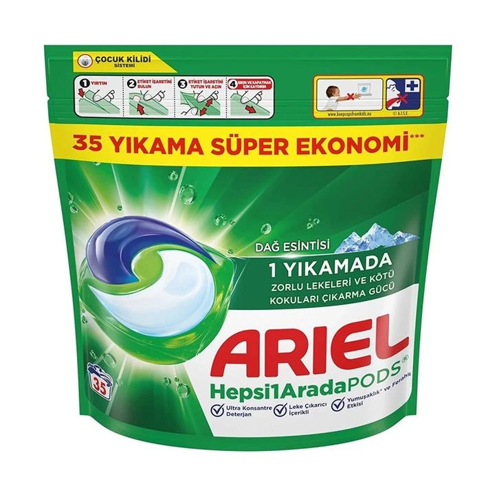 قرص لباسشویی آریل Ariel مدل All In One رایحه کوهستان بسته 35 عددی
