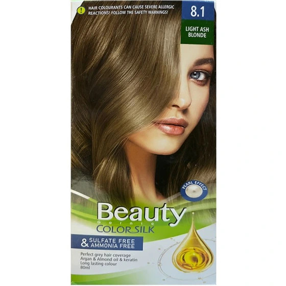 کیت رنگ مو زنانه فاقد سولفات و آمونیاک بیوتی شماره 8.1 رنگ LIGHT ASH BLONDE حجم 80میل