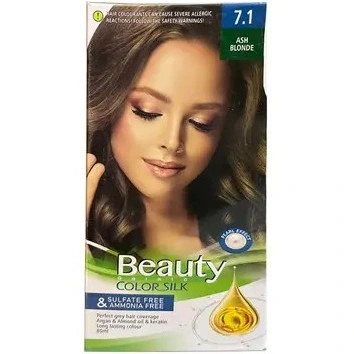 کیت رنگ مو زنانه فاقد سولفات و آمونیاک بیوتی شماره 7.1 بلوند خاکستری حجم 80 میل