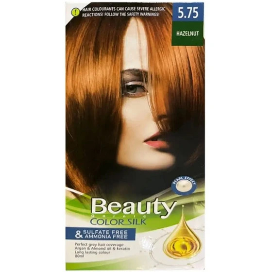 کیت رنگ مو زنانه فاقد سولفات و آمونیاک بیوتی شماره 5.75 رنگ HAZELNUT (فندوقی) حجم 80 میل